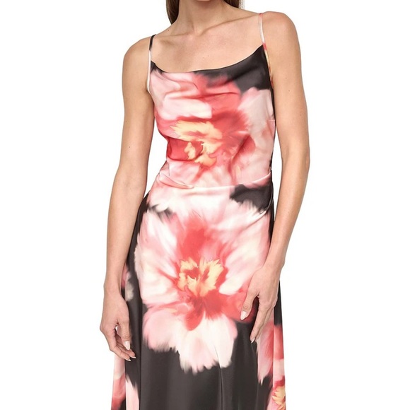 NWT DKNY by Donna Karan Floral Print Cowl Neck Sleeveless Fit and Flare Dress - Picture 4 of 9